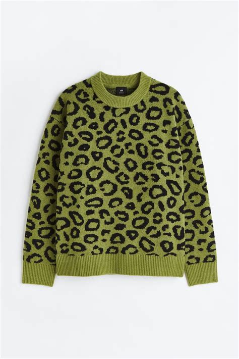 versace leopard sweater|Leopard Jacquard Knit Oversized Sweater .